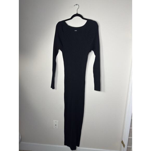 $150 The Normal Brand Rib Dress 100 Cotton Ava Black Maxi LongSleeve Bodycon XL - Picture 11 of 13